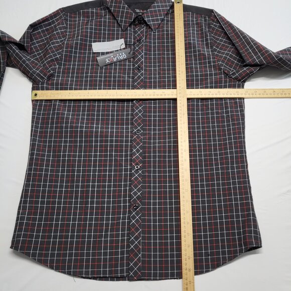 Galaxy by Harvic Shirt Button Up Mens Large Slim Fit Long Sleeve Check - Picture 16 of 16